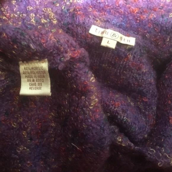 TINU & STU Cardigan, PURPLE BOUCLE, Long/Bell Sleeve, NWOT, Size L - Picture 3 of 8